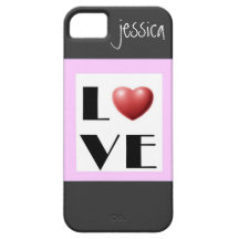 Heart in Love, Personalised, pink, black, white Case For The iPhone 5