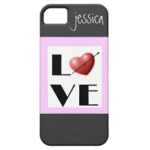 Heart in Love, Personalised, pink, black, white iPhone 5 Cover
