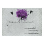 Heart Leaf Eggplant Tree Vintage Birds RSVP Personalized Invite