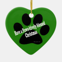 Heart Paw Christmas Christmas Ornament