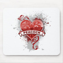 Heart Peacock Mouse Pad