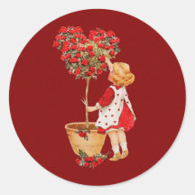 Heart Shaped Topiary Round Stickers