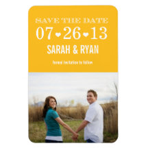 Heart Yellow Save the Date Wedding Photo Magnet