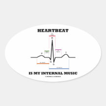 Heartbeat Is My Internal Music (ECG/EKG) Oval Sticker