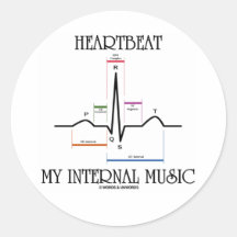 Heartbeat My Internal Music (ECG/EKG Heartbeat) Round Sticker