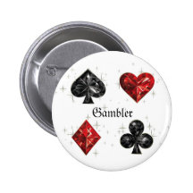 Hearts and Spades Diamond Gambler Button