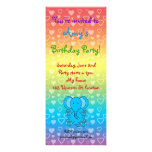 Hearts elephant on rainbow birthday invitation invitations