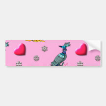 Hearts & Peacocks - Pink & Cyan Delight Bumper Stickers