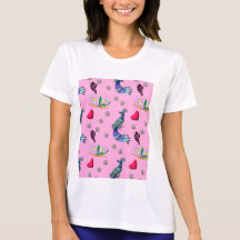 Hearts & Peacocks - Pink & Cyan Delight Shirt
