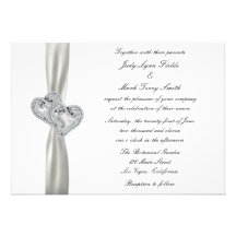 Hearts White Wedding Invitation