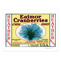 Heather Eatmor Cranberries Brand Label Postcards
