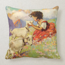 “Heidi and Her Goats” by Jessie Willcox Smith Throw Pillow