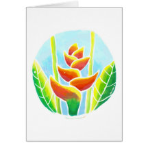 Heliconia Tropical Flower Batik Card