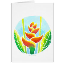 Heliconia Tropical Flower Batik Card  Template