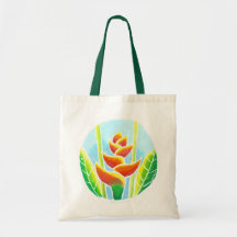 Heliconia Tropical Flower Batik Tote Bag