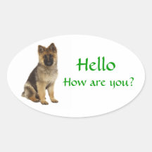 Hello German Shepherd Puppy Dog Greeting Stickers