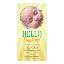 Hello Sunshine! Baby Announcement Customized Photo Card