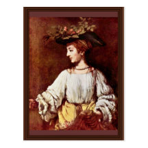 Hendrickje As Flora By Rembrandt Harmenszoon Van Postcards