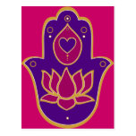 Henna Hamsa Lotus Pink Post Cards