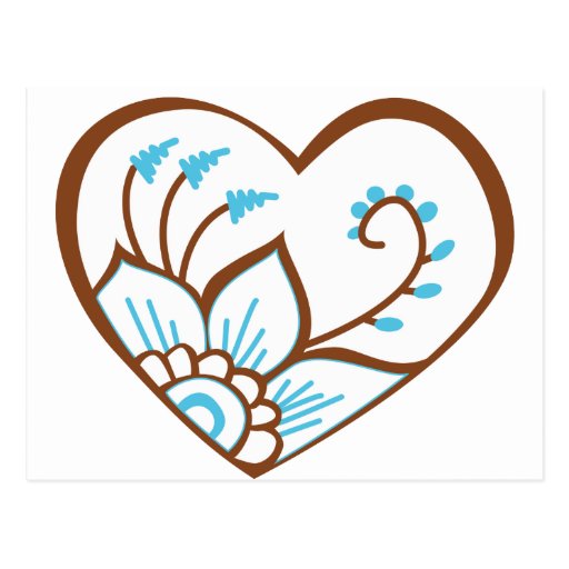 Henna Heart Blue Post Cards
