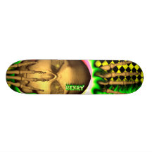 Henry skull green fire Skatersollie skateboard