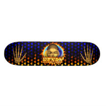 Henry skull real fire and flames skateboard design