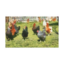 Hens in the Yard Stretched Canvas Prints