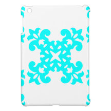 Her Cute Girly Style Cyan & White Damask Girls iPad Mini Cover