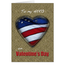 Hero Valentine Patriotic heart Greeting Cards