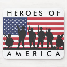 Heroes of America - USA Flag with Soldiers Mouse Pad