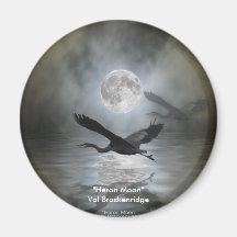"HERON MOON" Wildlife Art Magnets