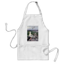 Herring Gulls on Rocky Shoreline Apron