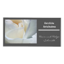 herzliche anteilnahme deutsch black white rose customised photo card