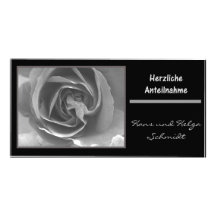 herzliche anteilnahme deutsch black white rose custom photo card