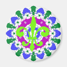 Hex Sign Green Fleur De Lis Refrigerator Magnet