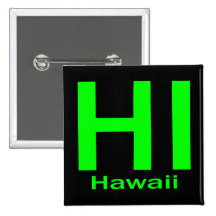 HI Hawaii plain green Pinback Buttons
