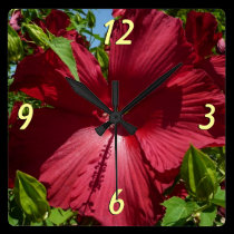 Hibiscus Flower and Blue Sky Wall Clock wall clocks