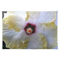 hibiscus flower white yellow center picture placemats