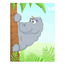 Hiding hippo post card