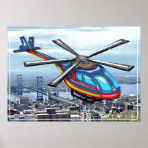 High Flying Helicopter Over Highways Print