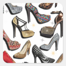 High Heel Shoe Collage Sparkle Fashion Pumps Square Stickers