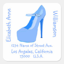 High Heel Shoes blue  return address Stickers