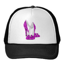 High Heel Shoes Stileto Glitter Pink Hat