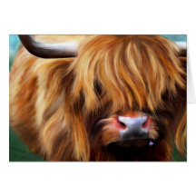 Highland Cow Painting Card