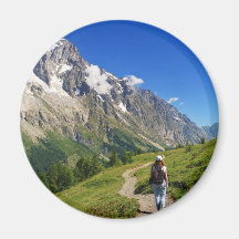 hiker in Ferret Valley, Italy Magnets
