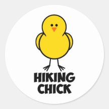 Hiking Chick Round Sticker