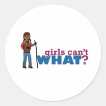 Hiking Girl Round Stickers