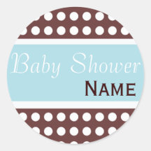 Hip Blue and Brown Baby Shower Sticker