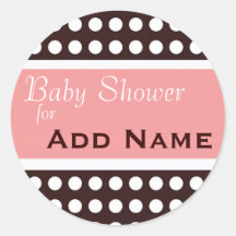 Hip Pink and Brown Baby Shower Sticker