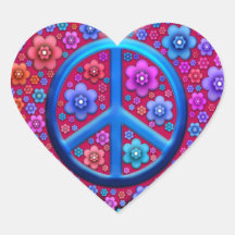 Hippie Peace Sign Heart Sticker